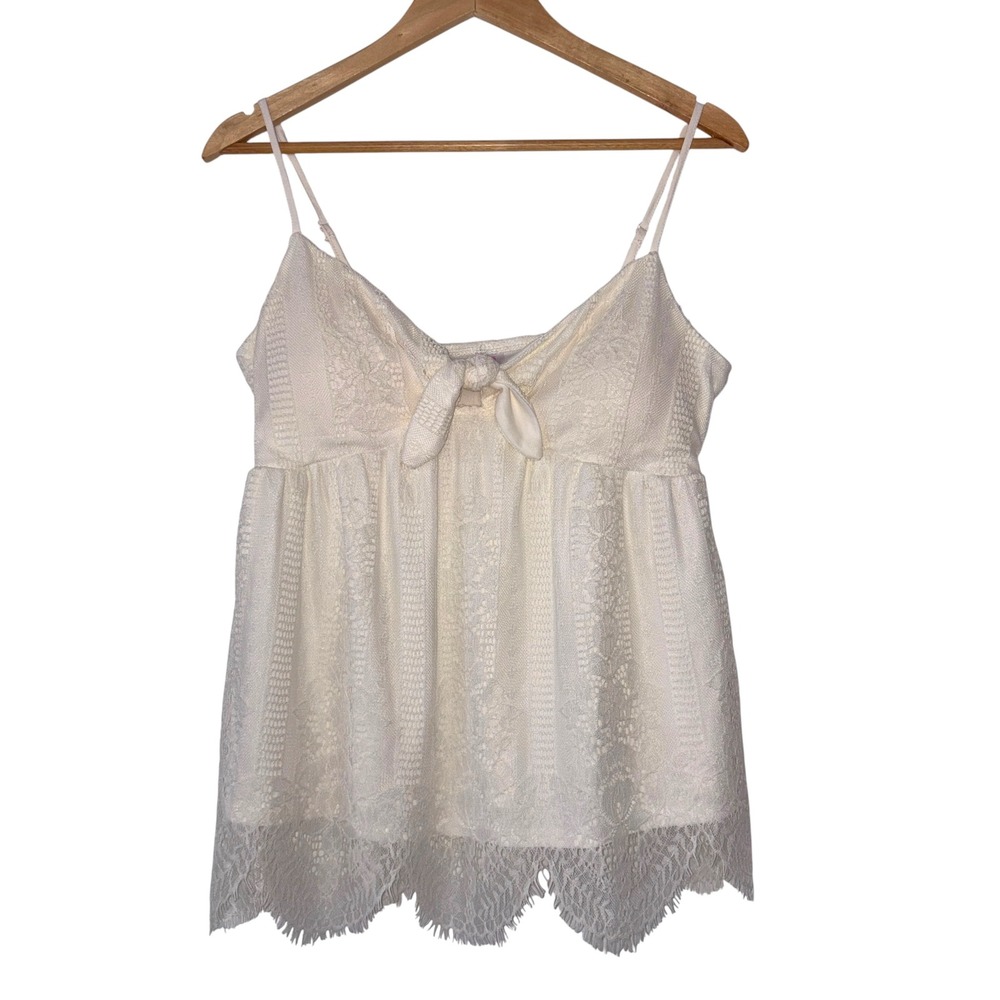 No Boundaries Lace Babydoll Cami Women Boho Coquette Medium‎ Cream Ivory White